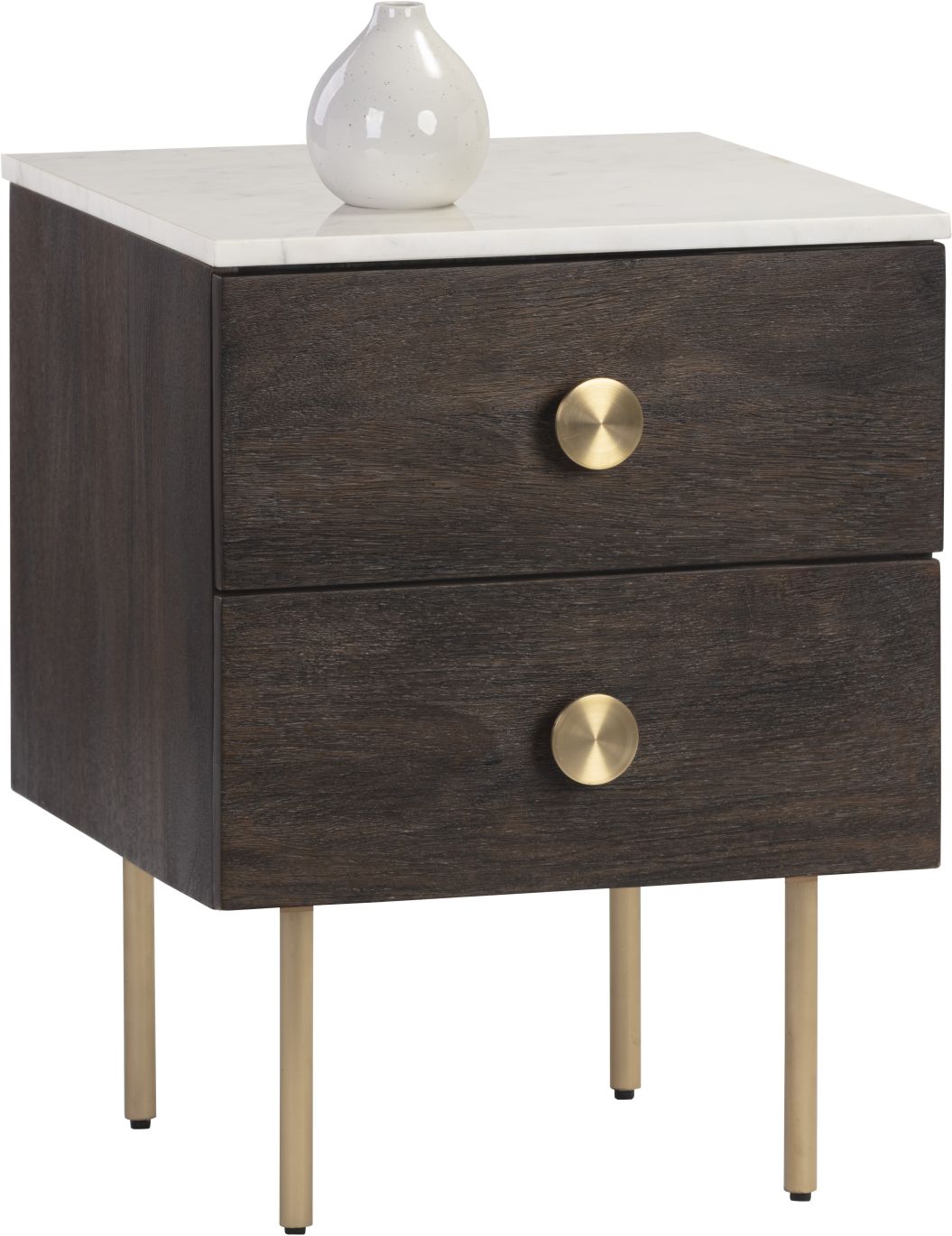 Sunpan Keely Nightstand White Marble Dark Walnut Sp 105785 Modern Furniture Canada