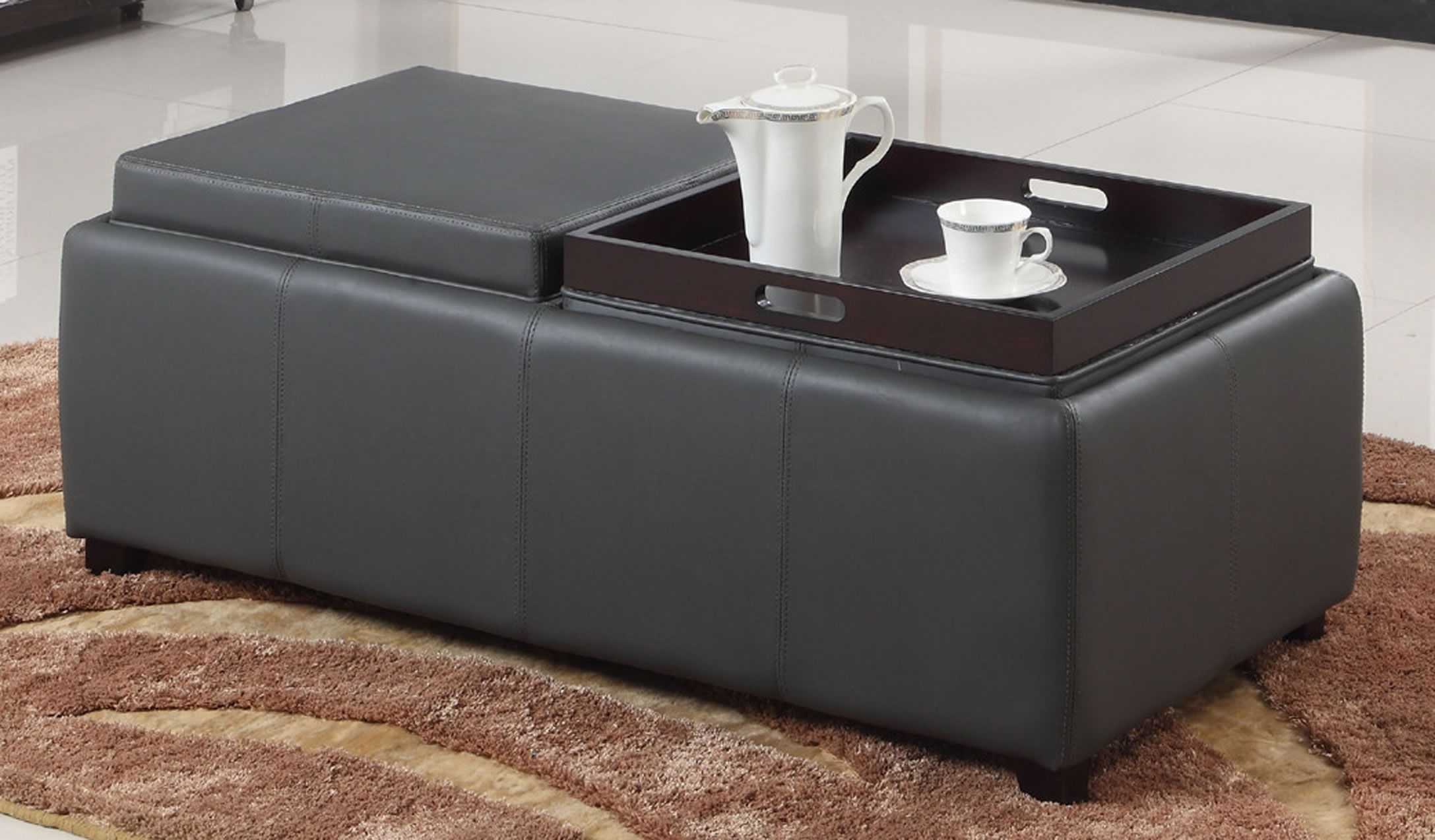 Whi Manhattan Ii Double Tray Ottoman Grey Disc 402 185gy Modern Furniture Canada